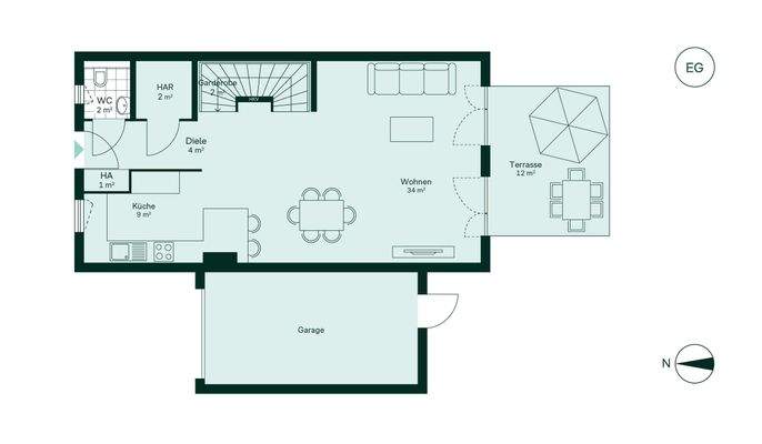 Offener und großzügiger Wohnbereich im Erdgeschoss