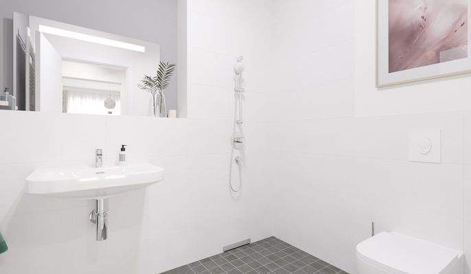 Eine bodengleiche Dusche