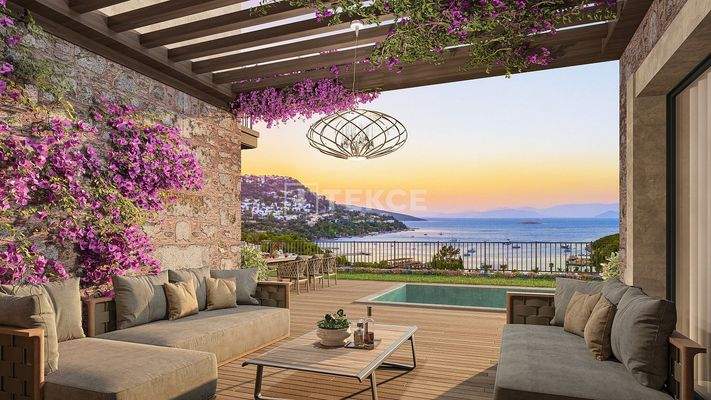 Detached Villas for Sale in Bodrum Türbükü with Cove Views