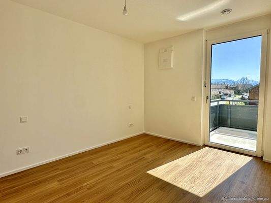 Schlafzimmer mit Bergblick