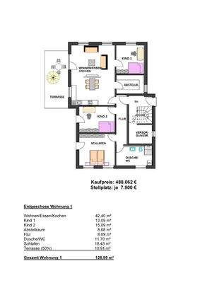 Grundriss Erdgeschoss Wohnung 1