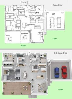 Grundriss und 3D-Grundriss