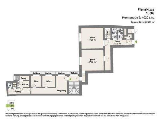 Planskizze, Promenade 9, 4020 Linz, 1. OG, gesamt