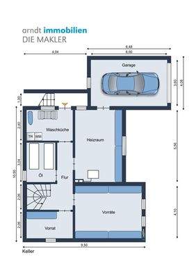 Grundriss Keller mit Garage