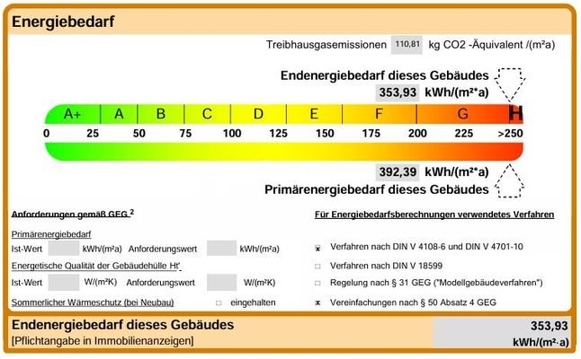 Auszug aus dem Energieausweis