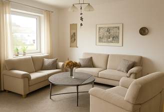 Wohnzimmer Wohnbeispiel (KI-generiert)