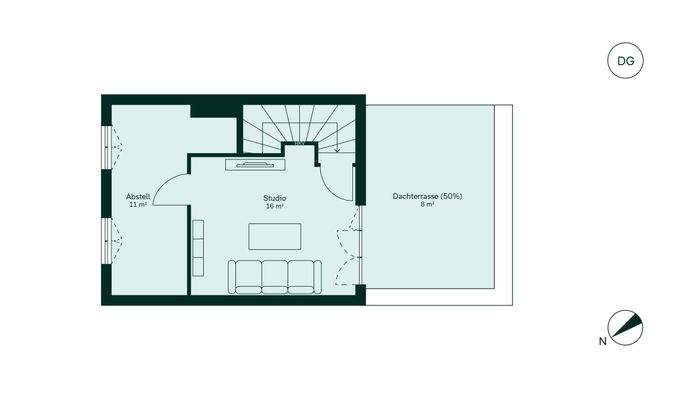 Ausgebautes Dachstudio mit angrenzender Dachterras