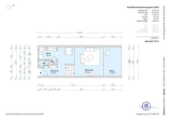 bemaßter Grundriss EG