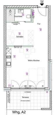 Grundriss A2 - 1,5 Zimmer offen