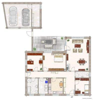 Grundriss Bungalow und Garage