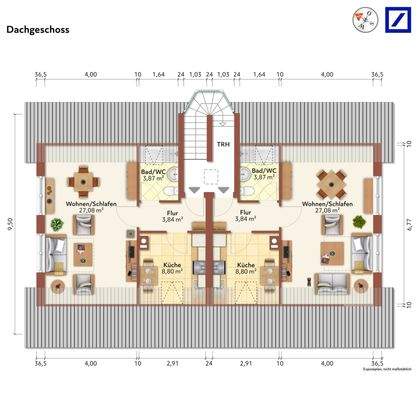 Grundriss Dachgeschoss möbliert