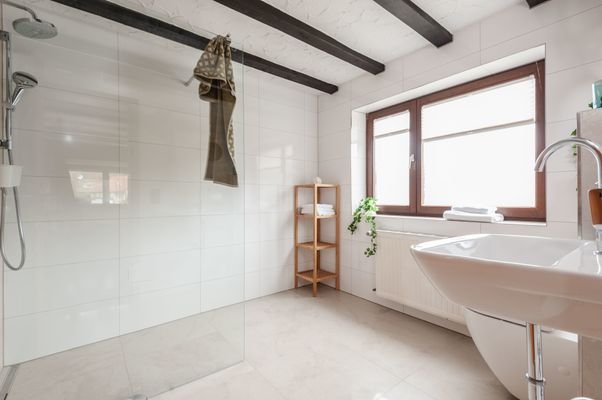 Modernes Tageslichtbad mit Regendusche
