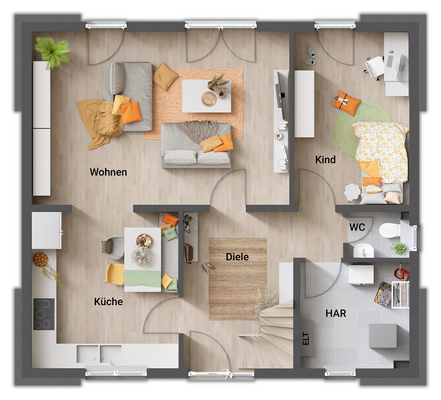 Grundriss-Einfamilienhaus-Flair-130-Erdgeschoss-5-Zimmer-Variante