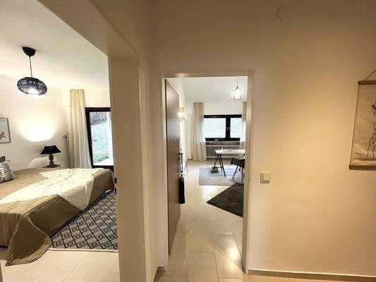 Blick zum Schlaf- und Arbeitszimmer