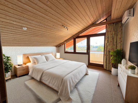 Schlafzimmer mit Klimaanlage (virtuell möbliert)