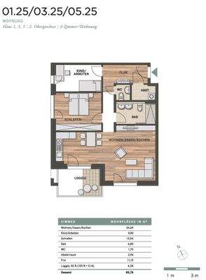 Grundriss - Maßstab 1:100 bei entsprechendem Heranzoomen (Referenz: Küchenarbeitsplatte mit 60 cm Tiefe)