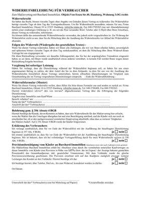 WIDERRUFSBELEHRUNG FÜR VERBRAUCHER MIT PROVISIONSBESTÄTIGUNG (Mailversion)