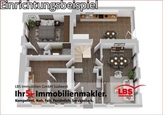 3 D Animationsplan Erdgeschoss - nicht Maßstabsgenau -