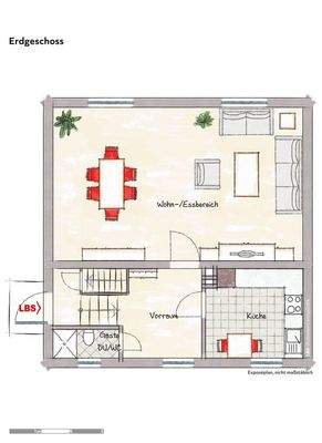 Grundriss Erdgeschoss, beispielhaft