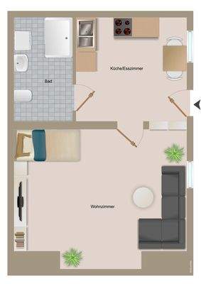 Grundriss Wohnung Hofseitig