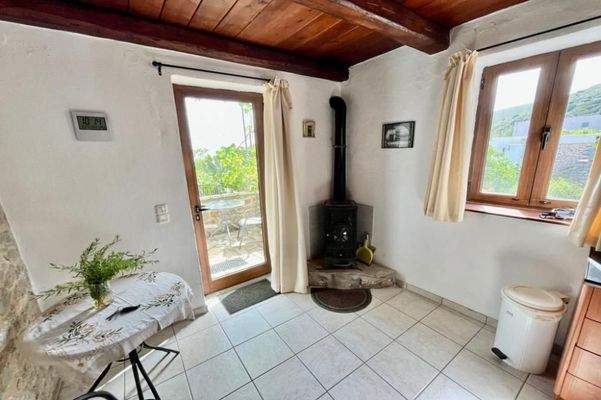 Kreta, Nofalias: Schönes, freistehendes Steinhaus mit 2 Schlafzimmern, Garten und Meerblick von der Terrasse