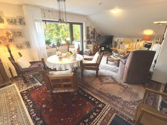 Das Wohnzimmer im Dachgeschoss