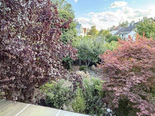 Garten vom Balkon betrachtet