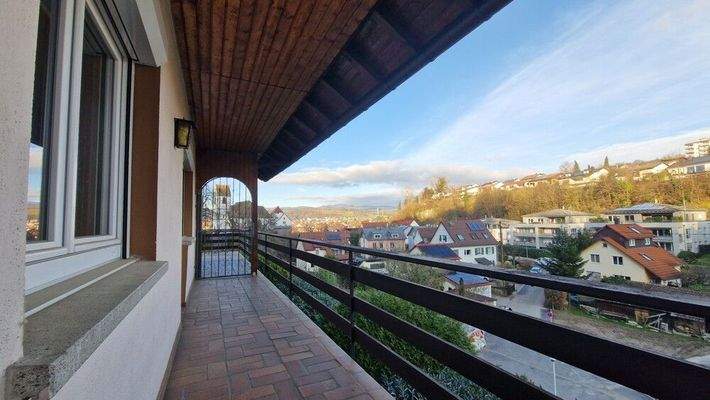 Ausblick von Wohnzimmer Terrassentür Whg. 1