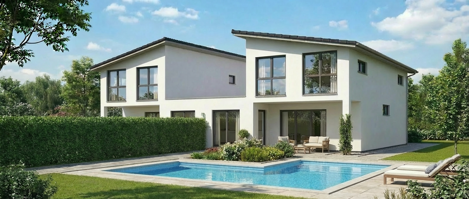 Hausansicht Garten Beispiel