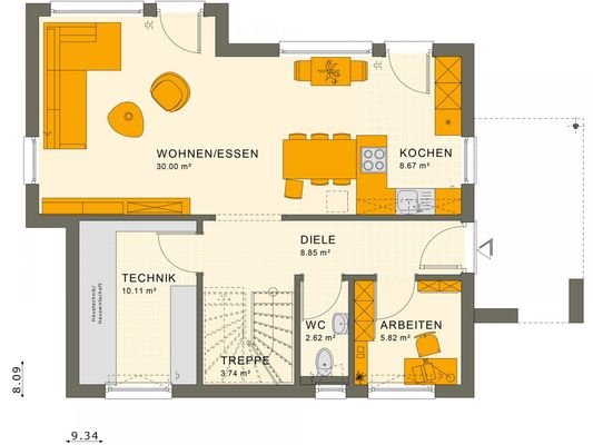 Erdgeschoß mit schickem Übereckerker