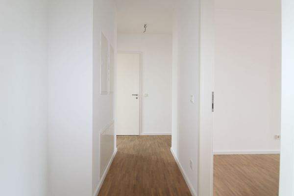 Moderner Flur mit Holzboden