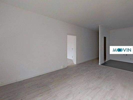 Ansicht I: Wohn- und Esszimmer mit offenem Küchenbereich