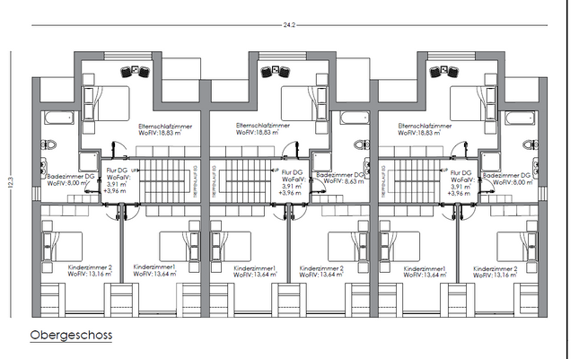 Grundrisse im Obergeschoss