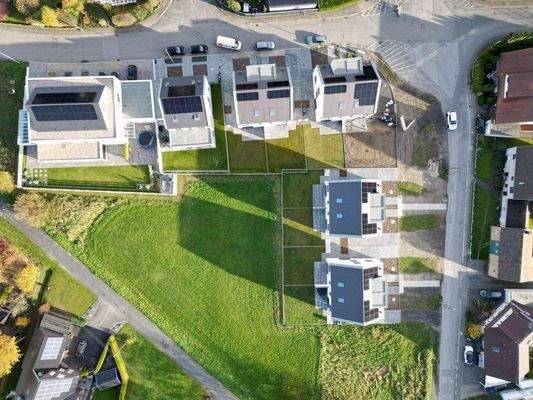 Die Doppelhaushälften aus der Vogelperspektive