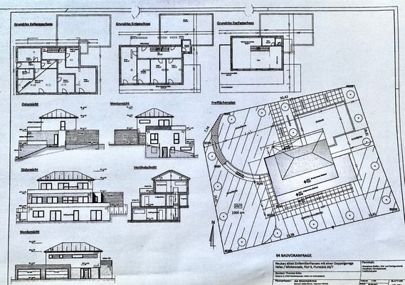 Grundrisse und Freiflächenplan zur Bauvoranfrage