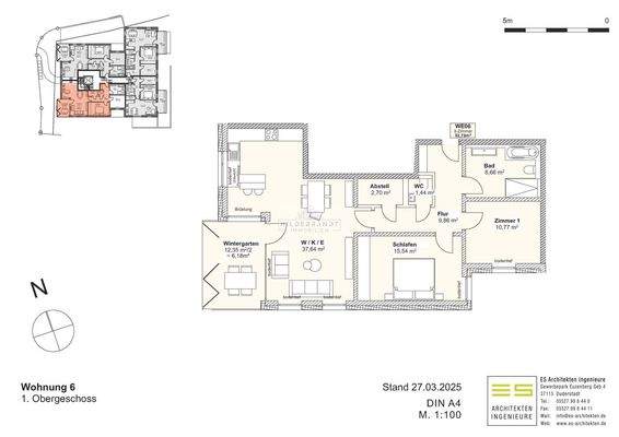 Grundriss Wohnung 6, Weissdornweg
