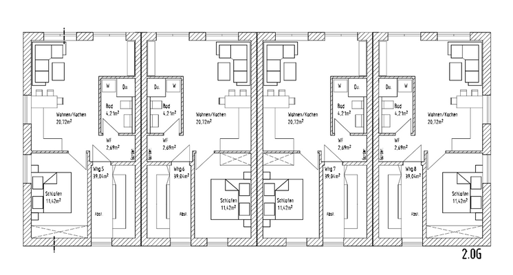 Grundrisse 2. OG Wohnung 5 - 8