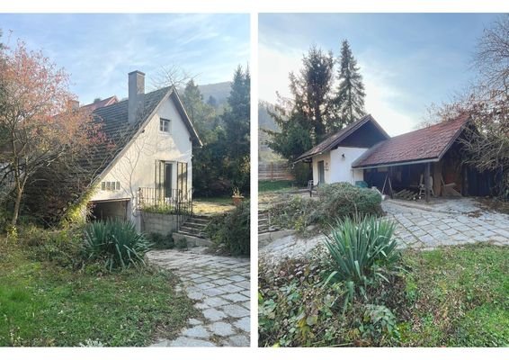 mit Nachbarn gekuppeltes Althaus - Gartenhaus und Carport