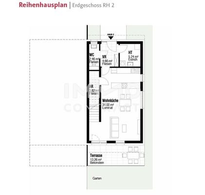 Reihenhausplan Erdgeschoss RH2