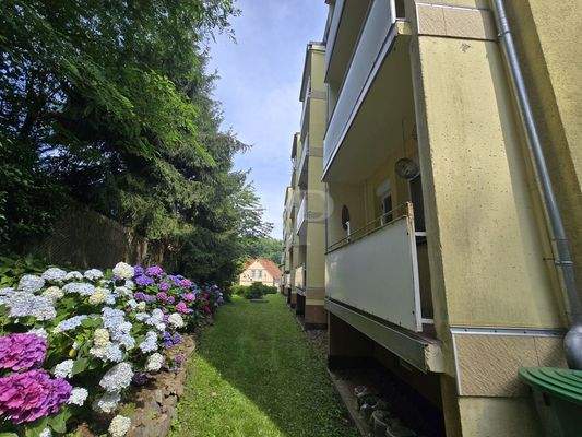 Ansicht Westen mit Grünstreifen