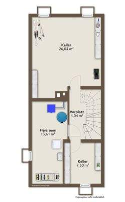 Grundriss Kellergeschoss möbliert