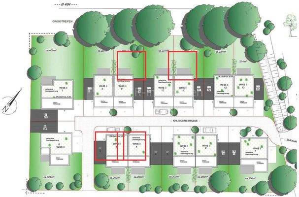 Lage Häuser rot markiert