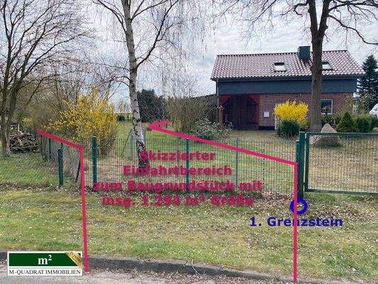 Skizzierter Einfahrtbereich Baugrundstück