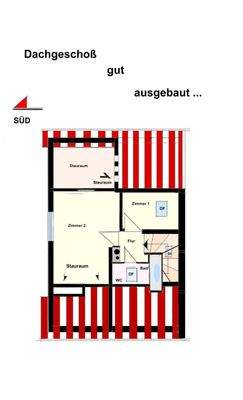 im DG, 2 Zimmer und viel Stauraum ...