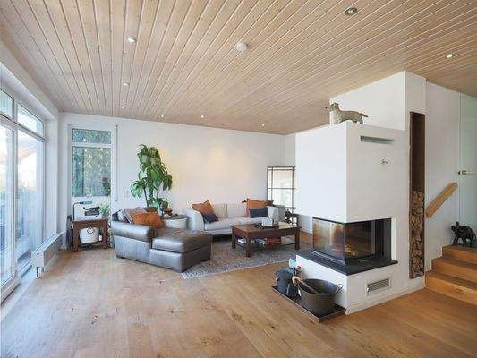 Lichtdurchflutetes Wohnzimmer mit gemütlicher Atmosphäre