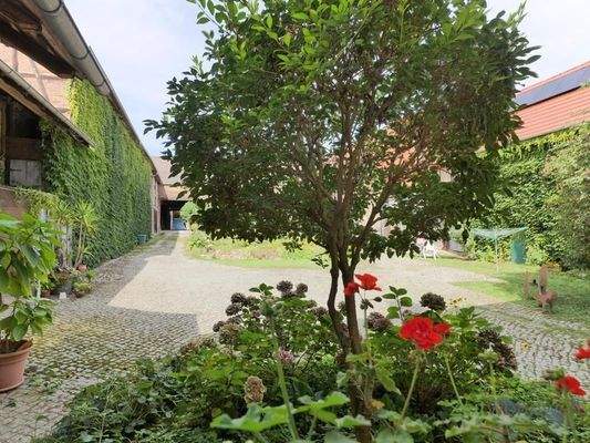 Ausblick in den grünen Innenhof