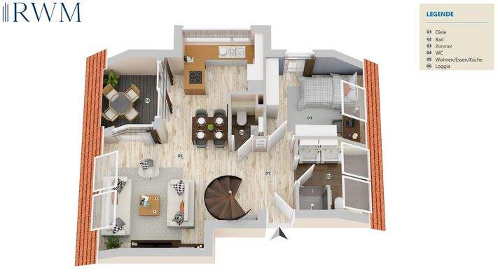 3D Grundriss DG1 WEG 8