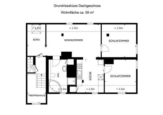 Grundrissskizze Dachgeschoss unbemaßt