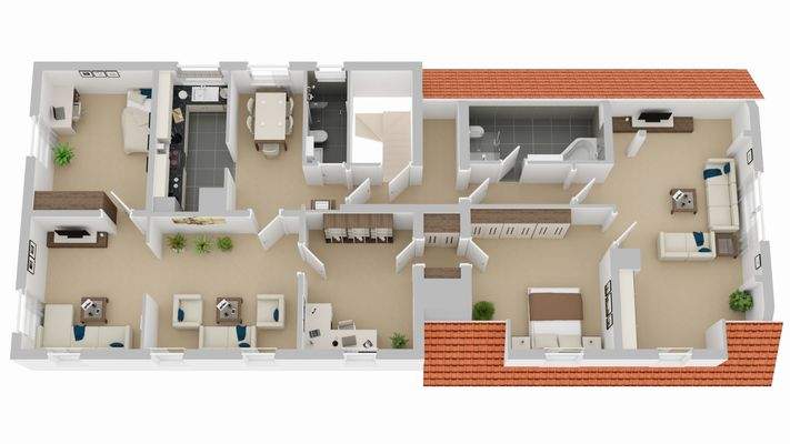 Der 3D-Grundriss kann vom tatsächlichen Grundriss abweichen | Vorderhaus OG