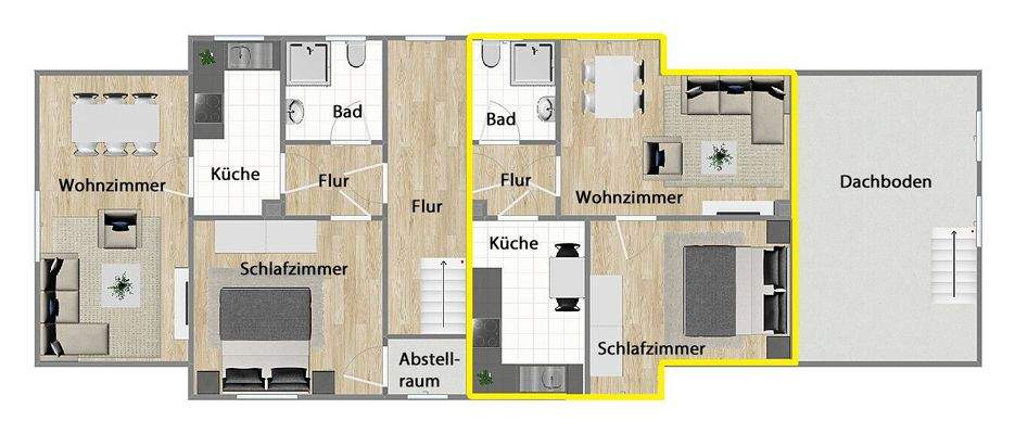 Grundriss Wohnung 3 (nicht maßstabsgetreu)